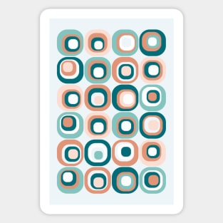 Stacked Squares Mid Century Modern Teal, Peach, Salmon Sticker